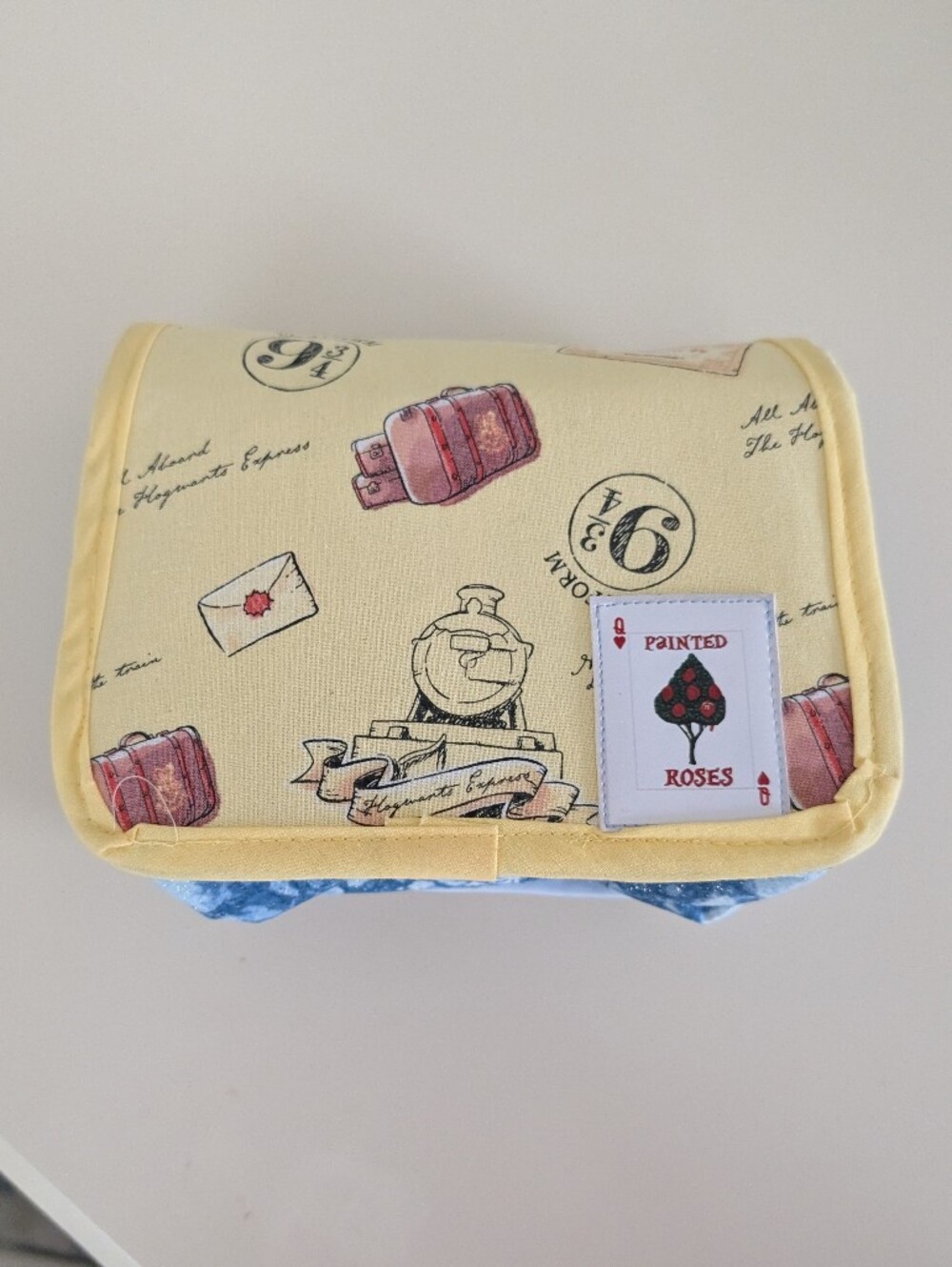 Handmade Harry Potter Organizer Wallet Pouch Painted Roses Fabric Zippered